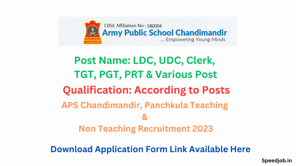 Aps chandimandir teaching and non teaching recruitment 2023