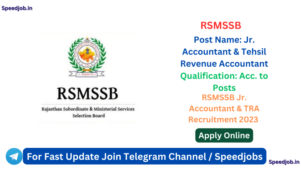 Rsmssb junior accountant recruitment 2023 2 Rsmssb junior accountant and tehsil revenue accountant online form 2023