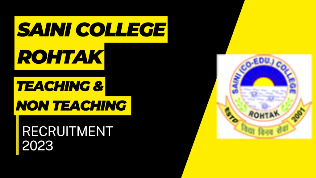 Saini college rohtak recruitment 2023 1 Saini college rohtak recruitment 2023