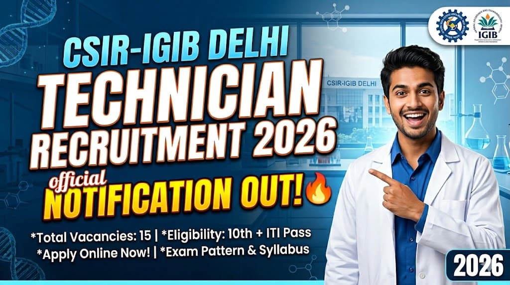 Csir igib delhi technician recruitment 2026 1 Csir igib delhi technician recruitment 2026
