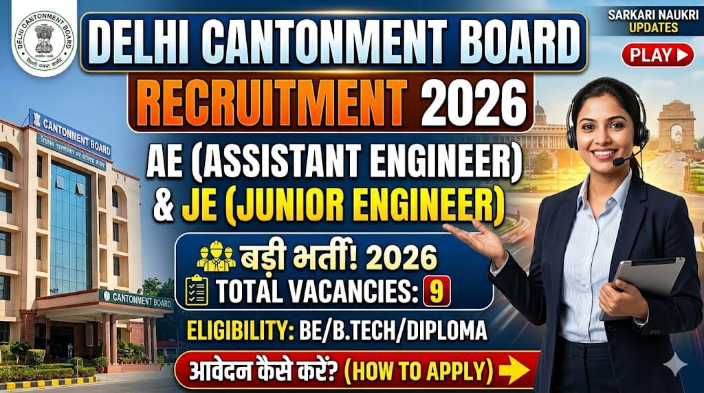 Delhi cantonment board ae, je recruitment 2026 1 Delhi cantonment board ae, je recruitment 2026