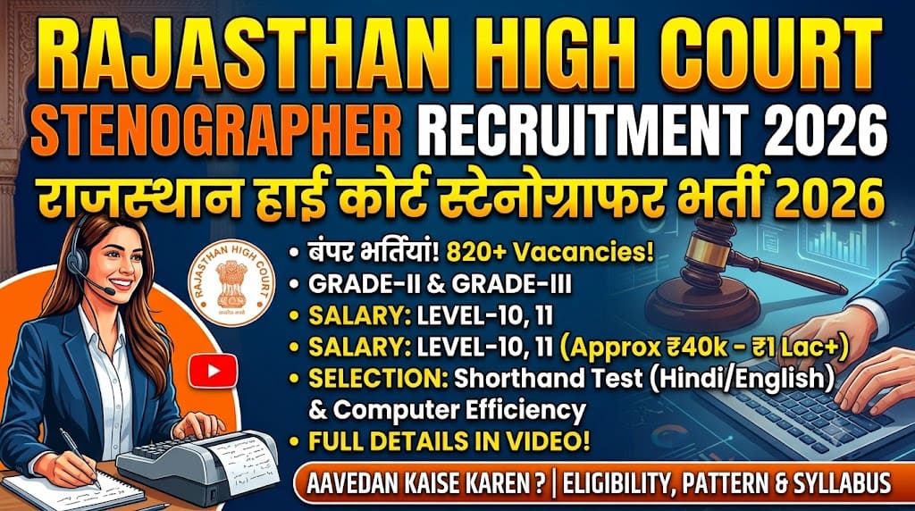 Rajasthan high court stenographer recruitment 2026 1 Rajasthan high court stenographer recruitment 2026