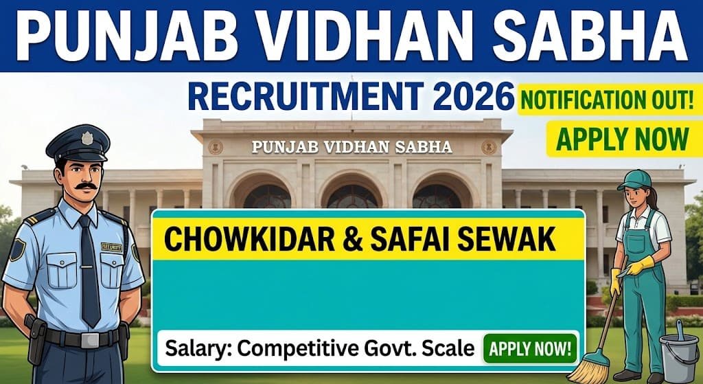 Punjab vidhan sabha group d recruitment 2026 1 Punjab vidhan sabha chowkidar and safai sewak recruitment 2026