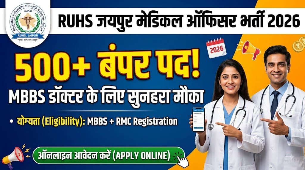 Ruhs medical officer recruitment 2026 1 Rajasthan university of health sciences, jaipur (ruhs) medical officer (medical) recruitment 2026