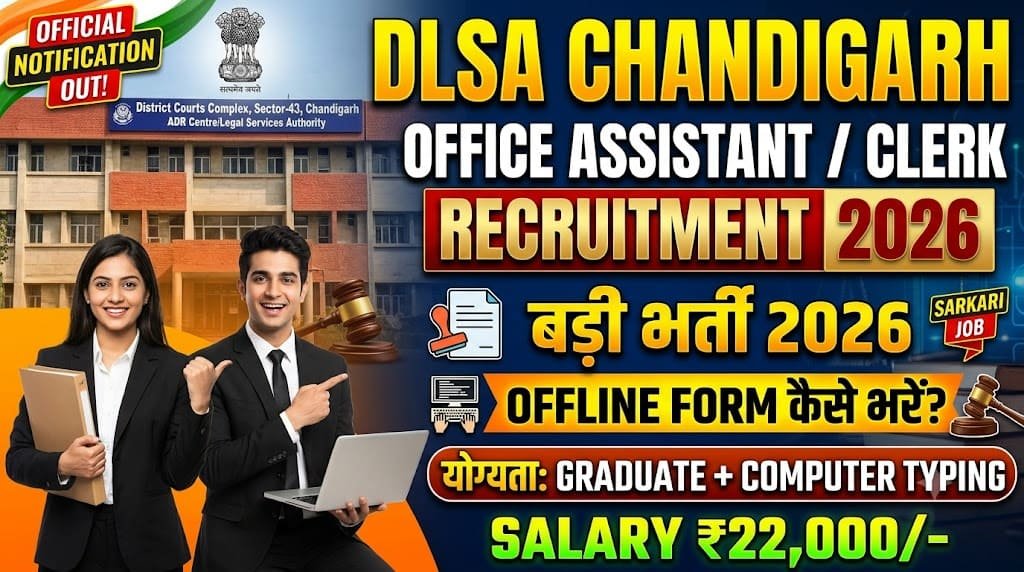 Dlsa chandigarh office assistant / clerk recruitment 2026 1 Dlsa chandigarh office assistant / clerk recruitment 2026