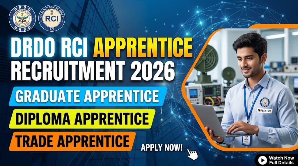 Drdo rci apprentice recruitment 2026 1 Drdo rci graduate apprentice, diploma apprentice, trade apprentice recruitment 2026