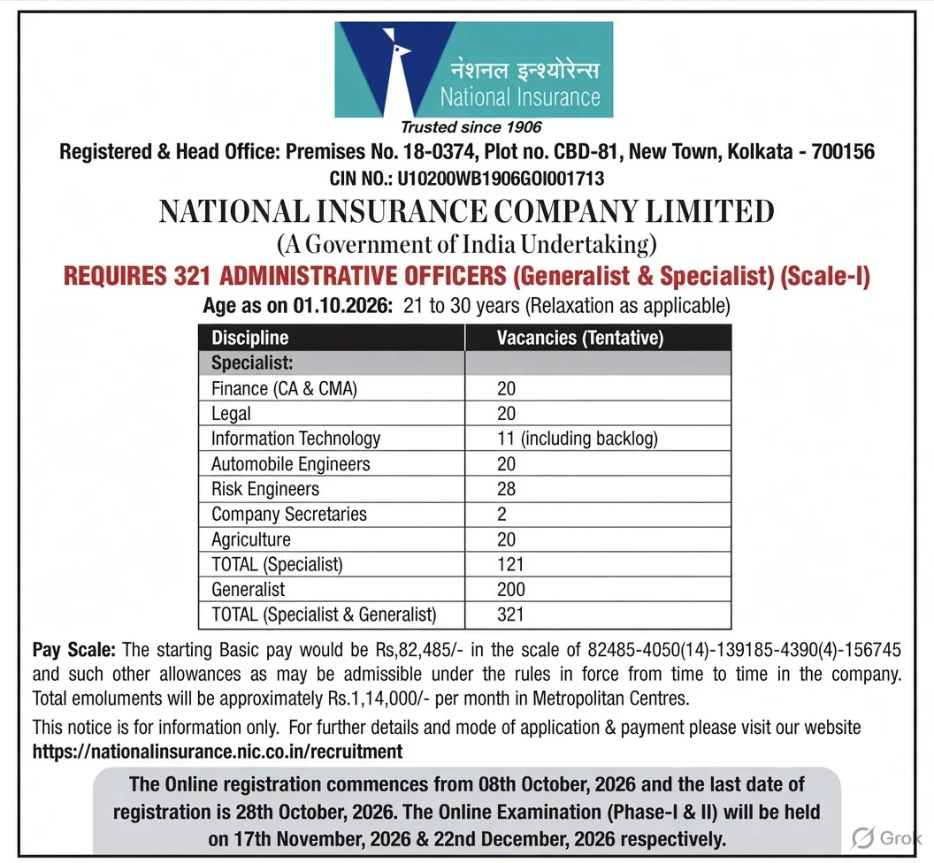 Nicl administrative officer recruitment 2026 1 Nicl administrative officer recruitment 2026
