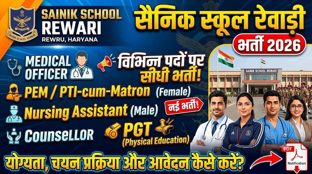 Sainik school rewari teaching and non teaching recruitment 2026 1 Sainik school rewari teaching and non teaching recruitment 2026