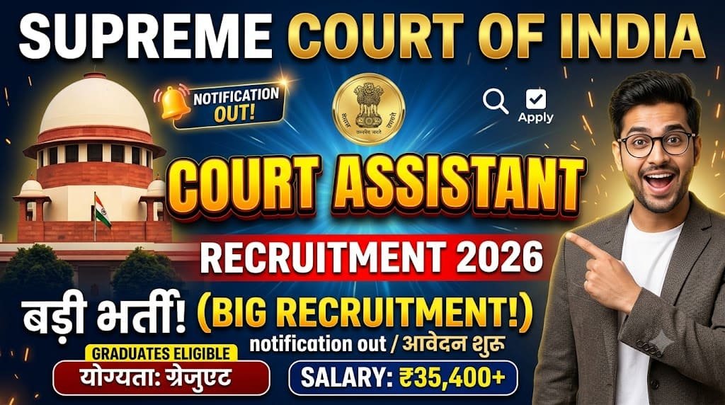 Supreme court court assistant recruitment 2026 1 Supreme court of india court assistant recruitment 2026